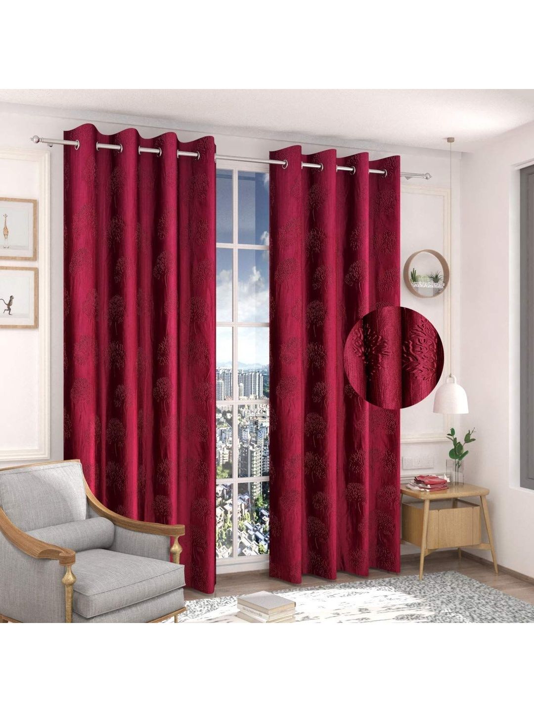 SAI ARPAN Maroon Window Curtain-picture-12