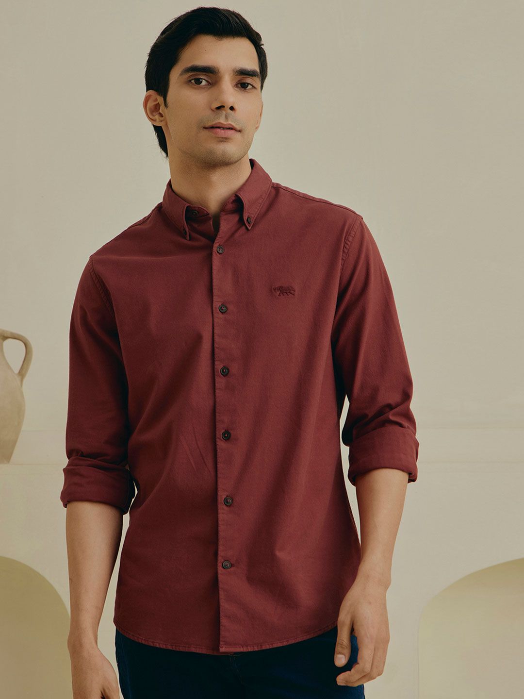 Andamen Men Casual Stretch Oxford Regular Fit Shirt-picture-39