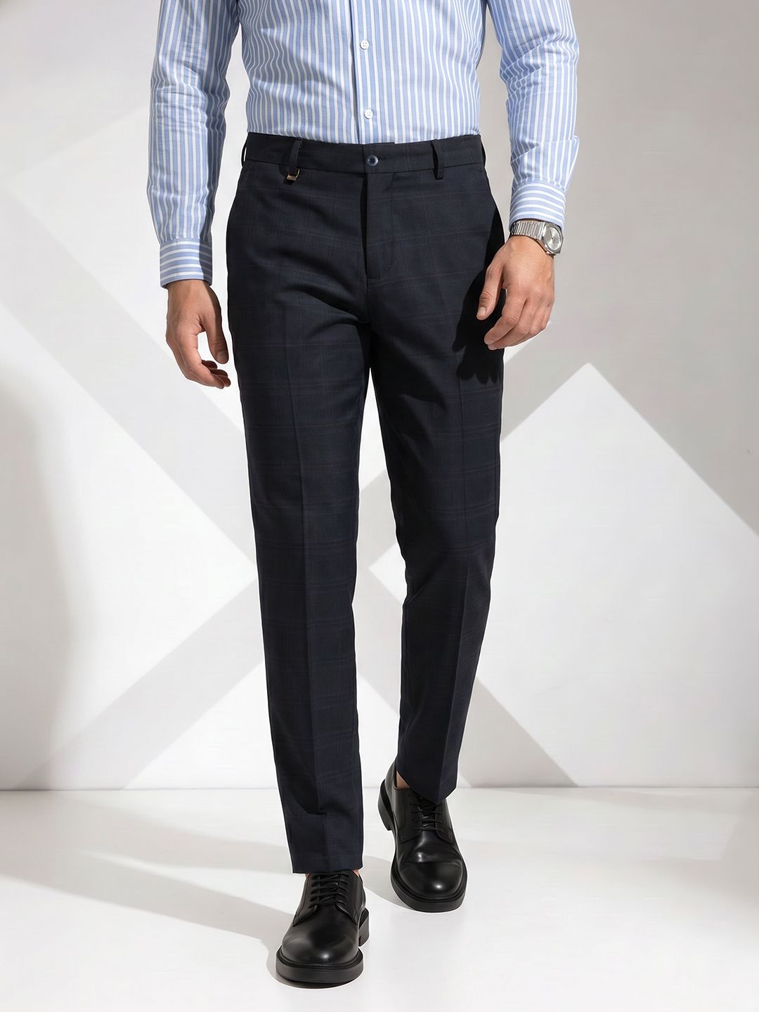 INVICTUS Men Slim Fit Checked Formal Trouser-picture-19