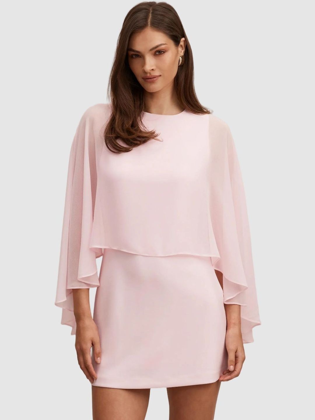Forever New Cape Sleeve Layered Sheath Mini Dress-picture-27