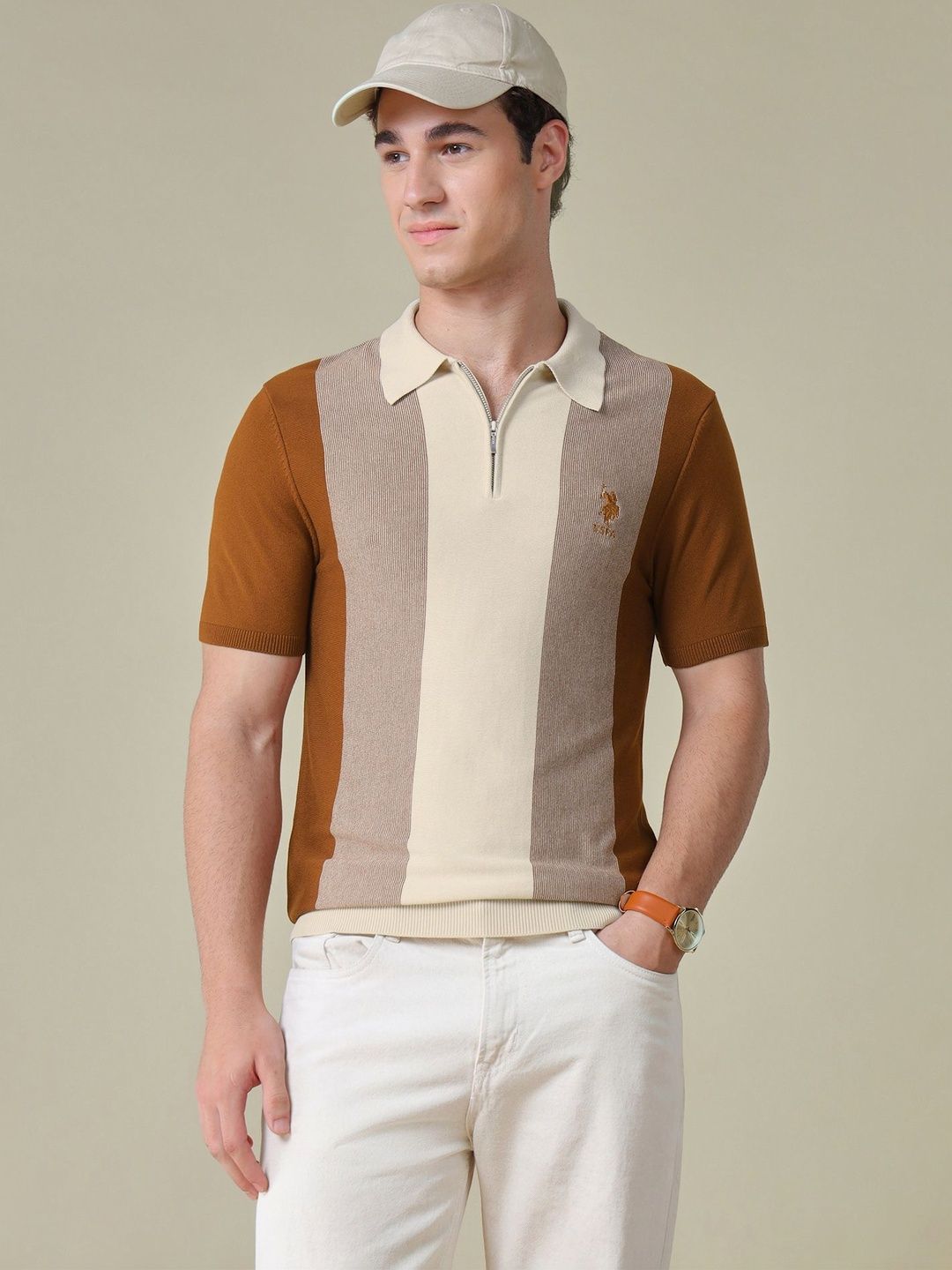 U.S. Polo Assn. Men Colourblocked Polo Collar Pockets T-shirt-picture-36