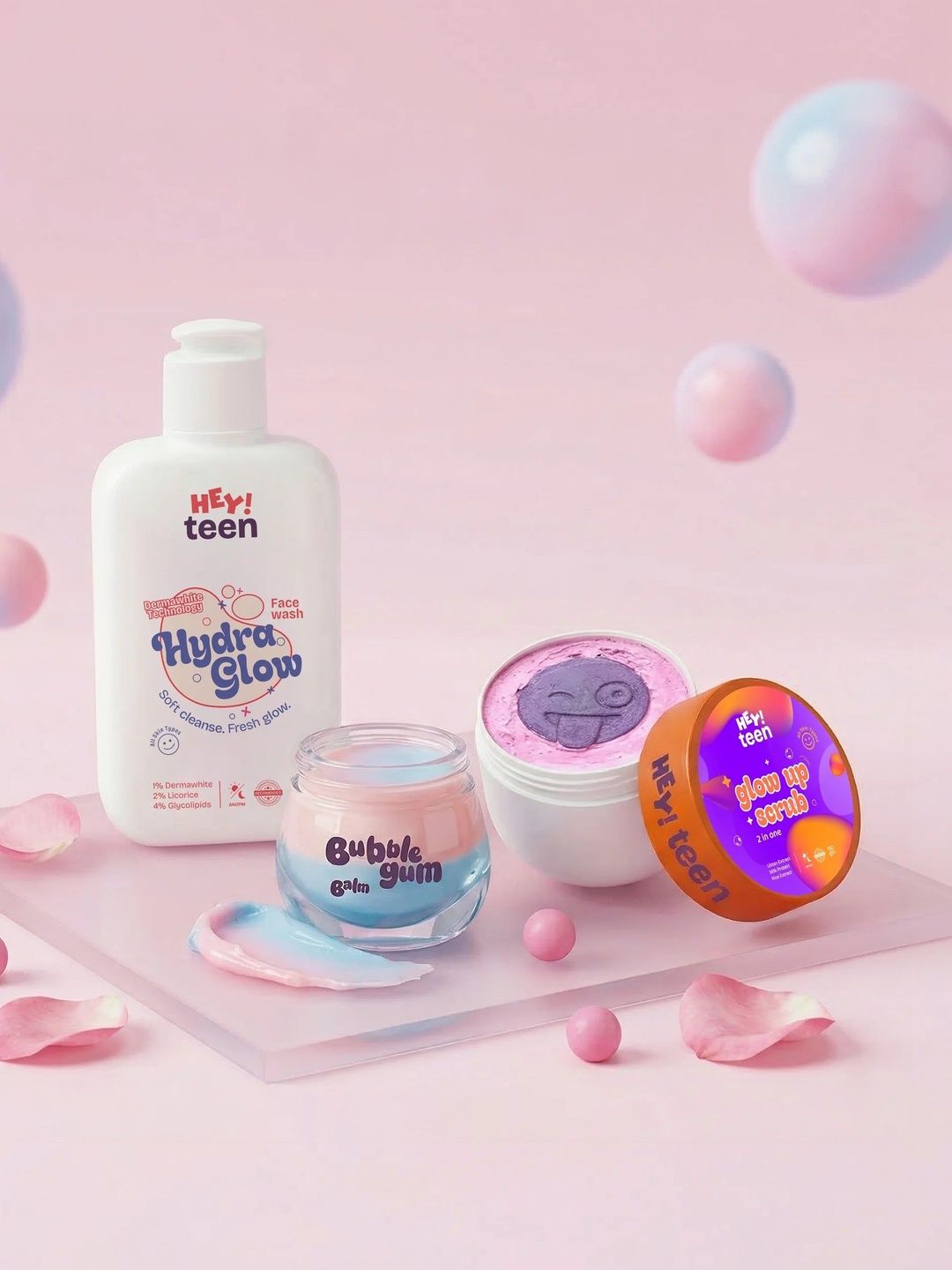 HEY TEEN Set Of 3 Hydra Glow Face Wash, Glow Up Scrub & Bubblegum Lip Balm-image-29