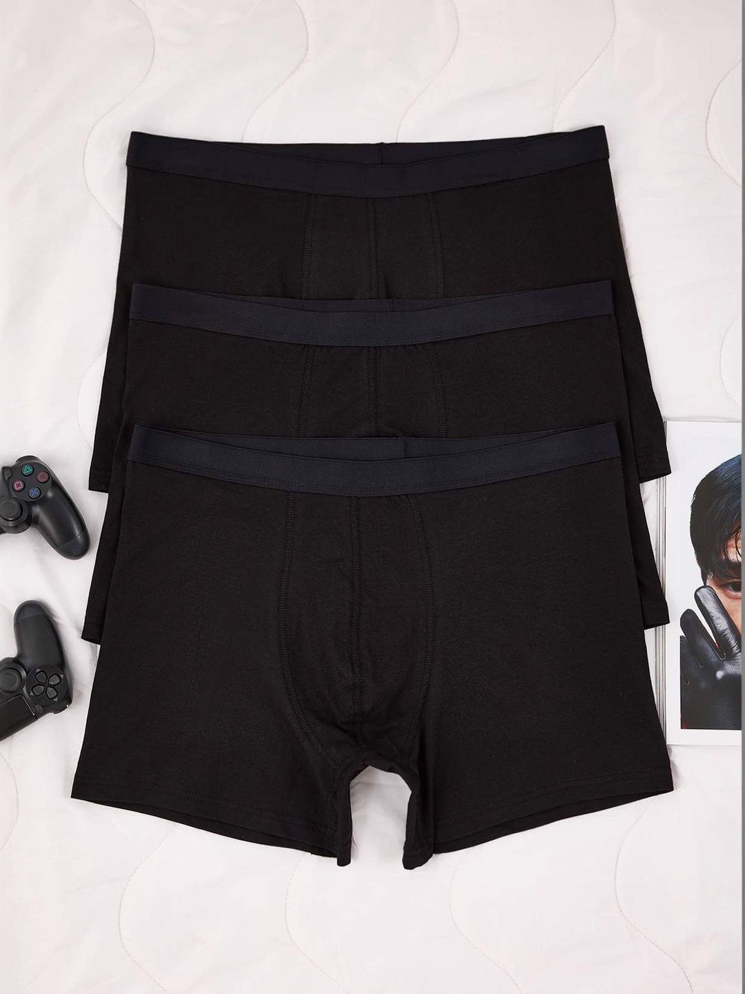 Trendyol Pack of 3 Cotton Solid Trunks-picture-22