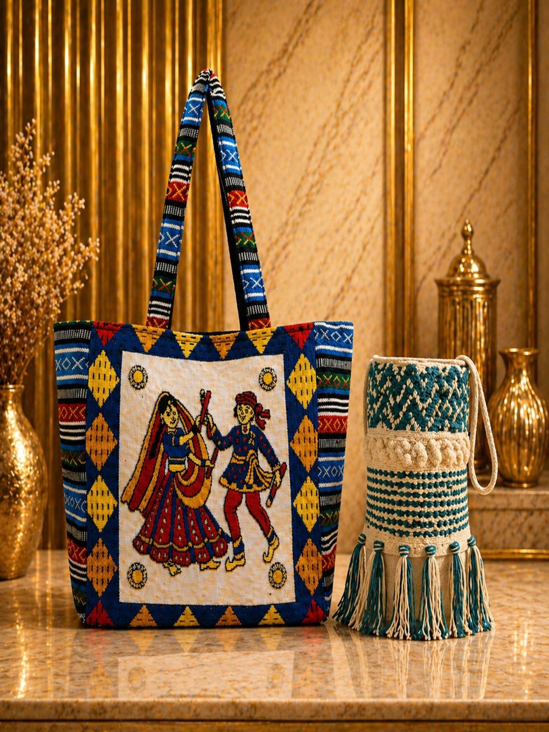 Cult Factory Ethnic Motifs Printed Up to 16 inch Bucket Tote Bag-picture-42