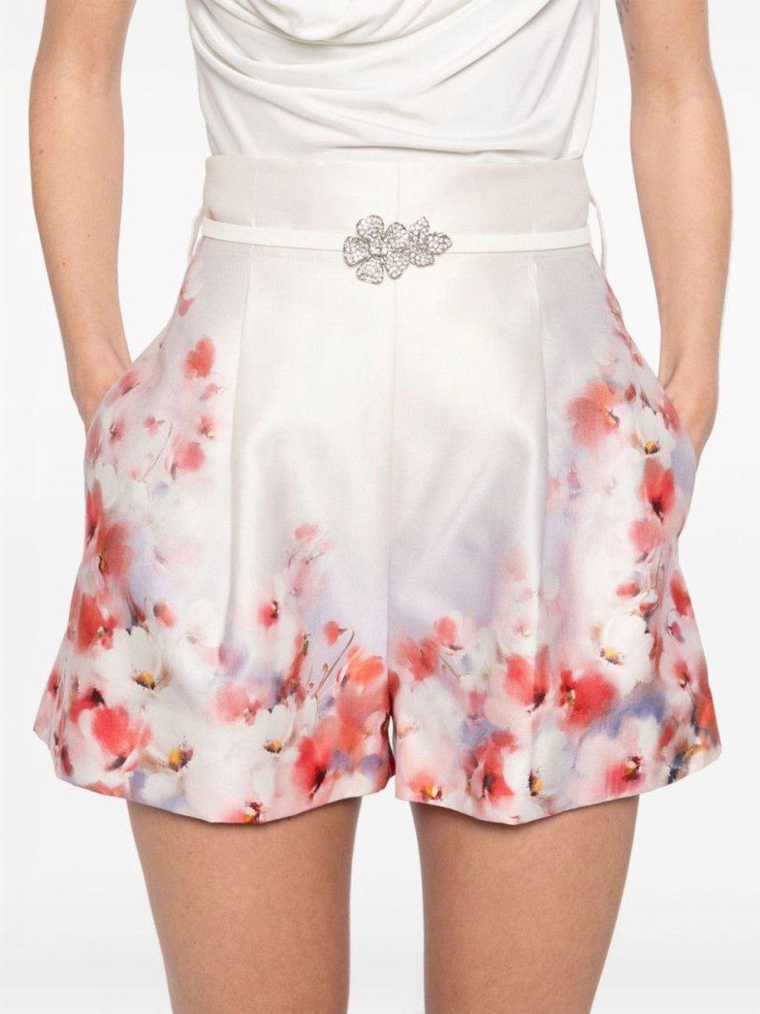MultiColor Crush Silk Blend Shorts-image-47