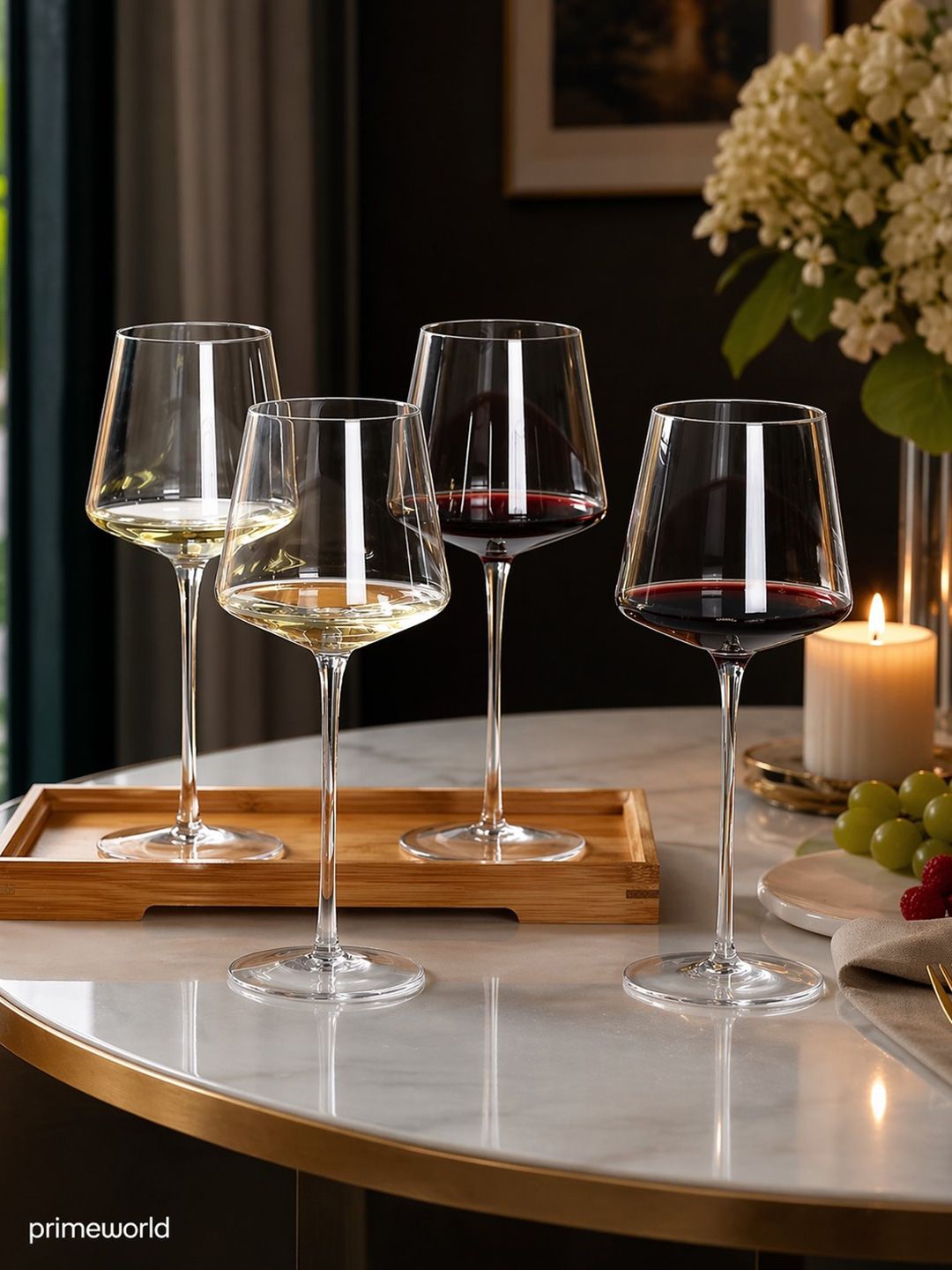 PrimeWorld Transparent 4 Easy to Clean Glass Wine Glass Bar Glass-picture-53