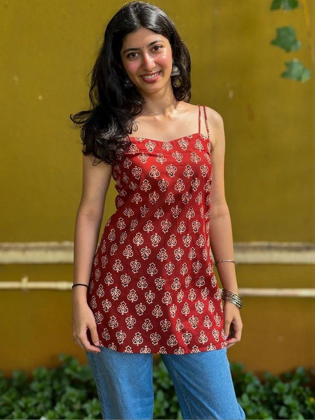 Tanoti Ethnic Motifs Printed Square Neck Pure Cotton Kurti-picture-39