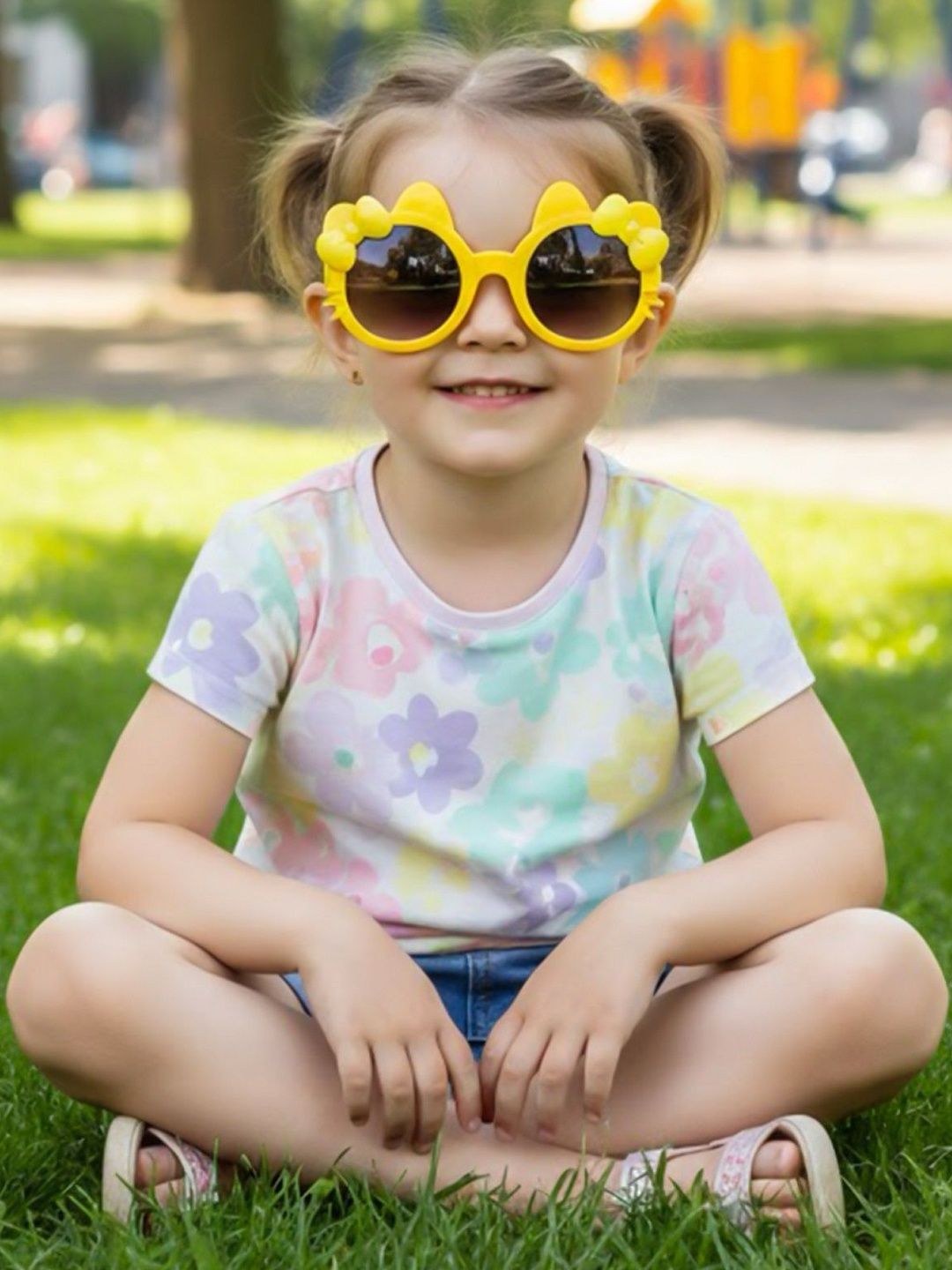 IFLASH Girls Black Lens & Yellow Butterfly Sunglasses with-image-25