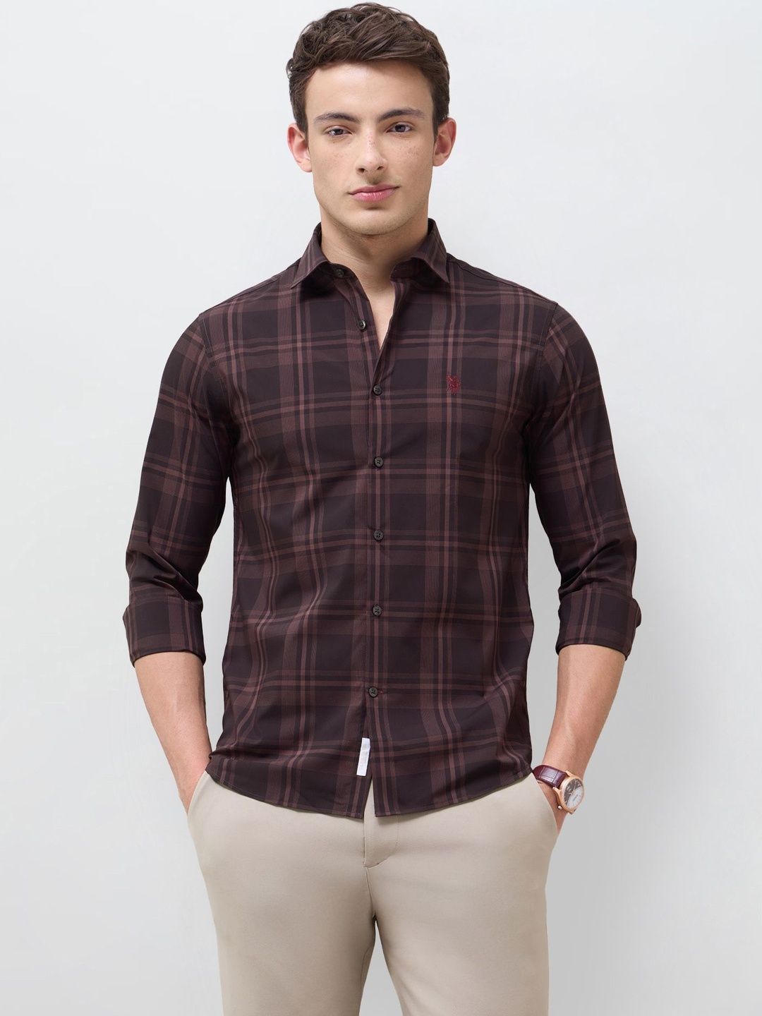 U.S. Polo Assn. Men Tartan Checks Checked Casual Shirt-picture-25