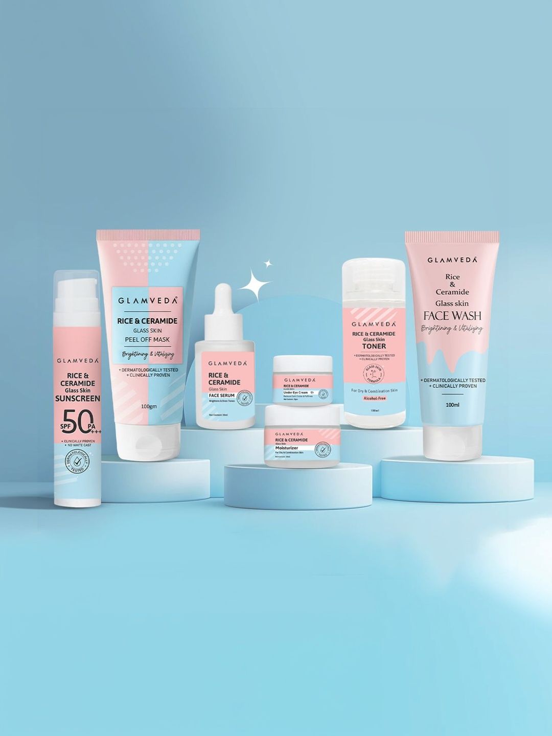GLAMVEDA Set Of 7 Face Wash Serum Toner Peel Off Mask Under Eye Cream & Moisturizer-image-40