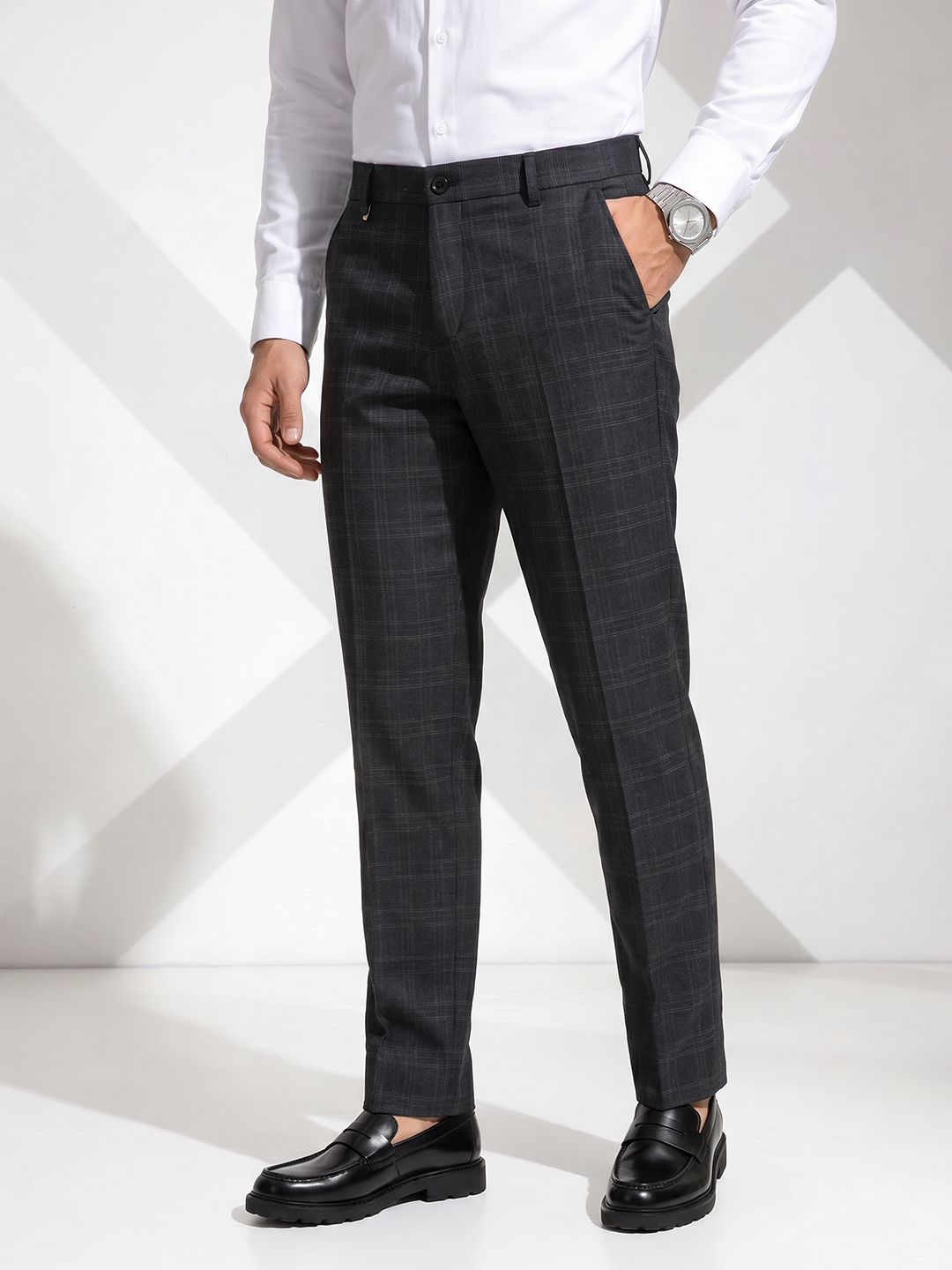 INVICTUS Men Slim Fit Checked Formal Trouser-picture-41