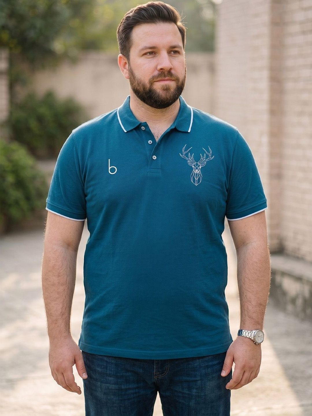 bigbanana Men Plus Size Polo Collar Anti Odour Applique T-shirt-picture-36