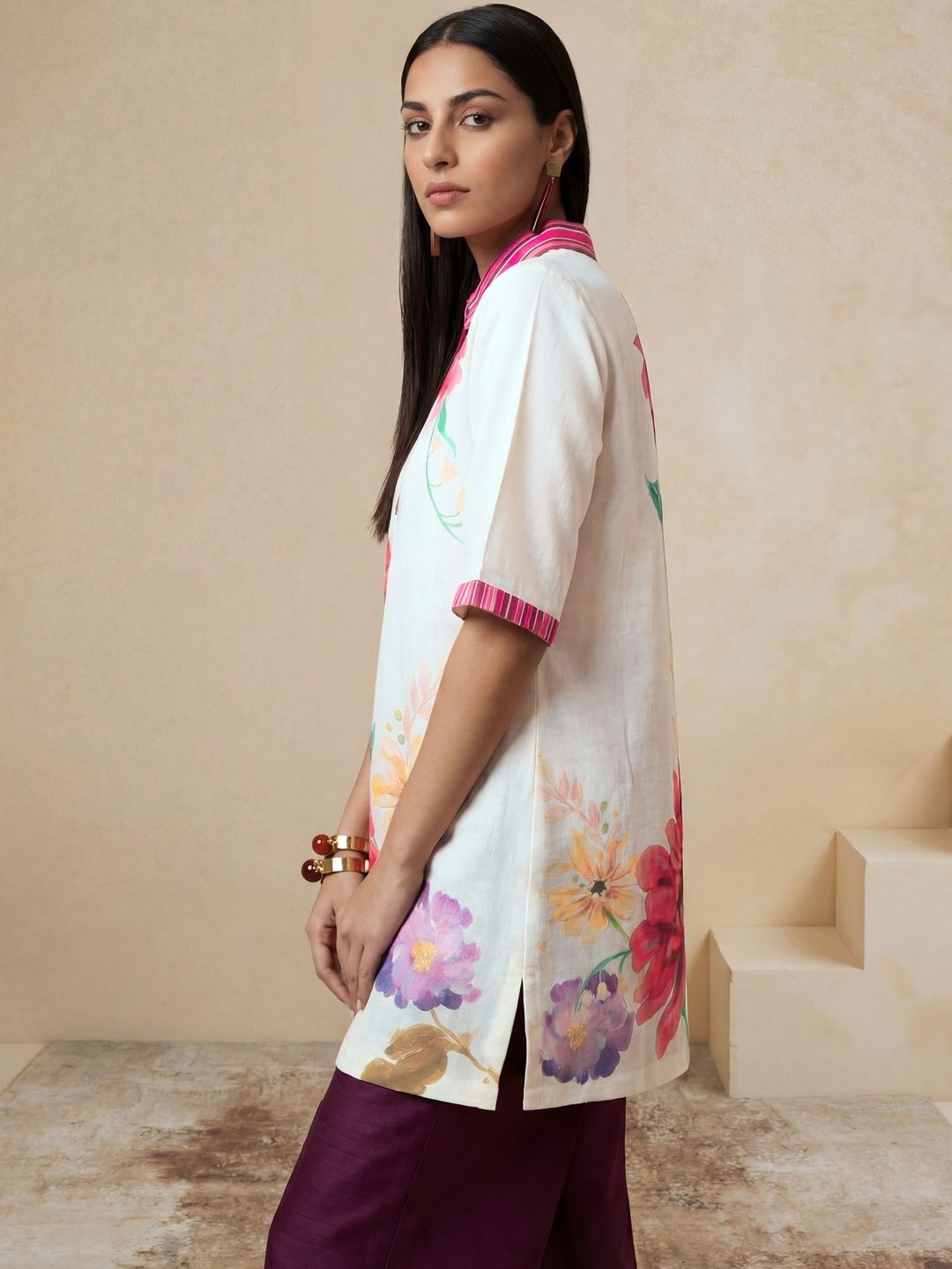 Satya Paul Linen Shirt Collar Printed Tunic-picture-46