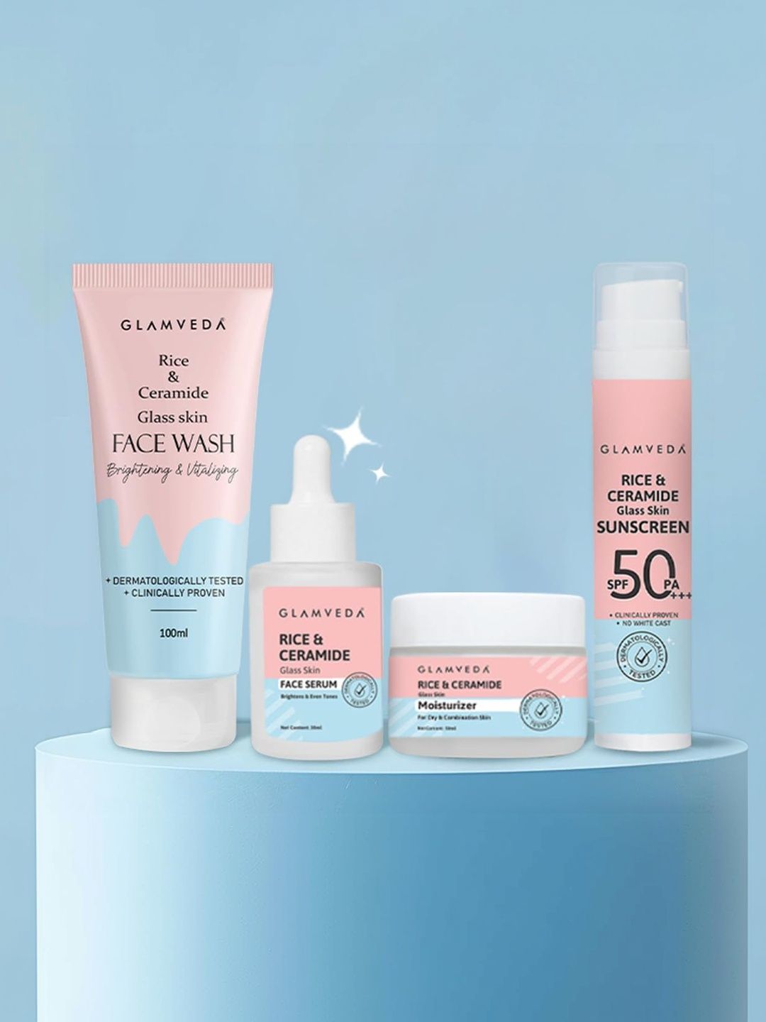 GLAMVEDA Set Of 4 Rice Water Face Wash 100 ml Serum 30ml Moisturizer & Sunscreen 50ml Each-image-23