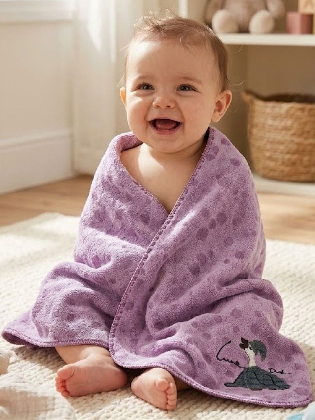 The Little Lookers Purple & Lavender 1 Printed 500 GSM Bath Towel-picture-31