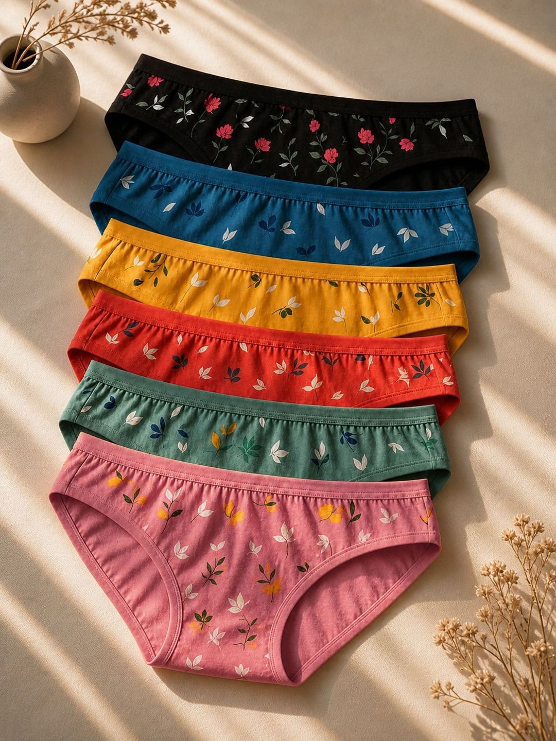 FiveFlag Women Pack of 6 Printed Anti Bacterial Basic Briefs-image-8