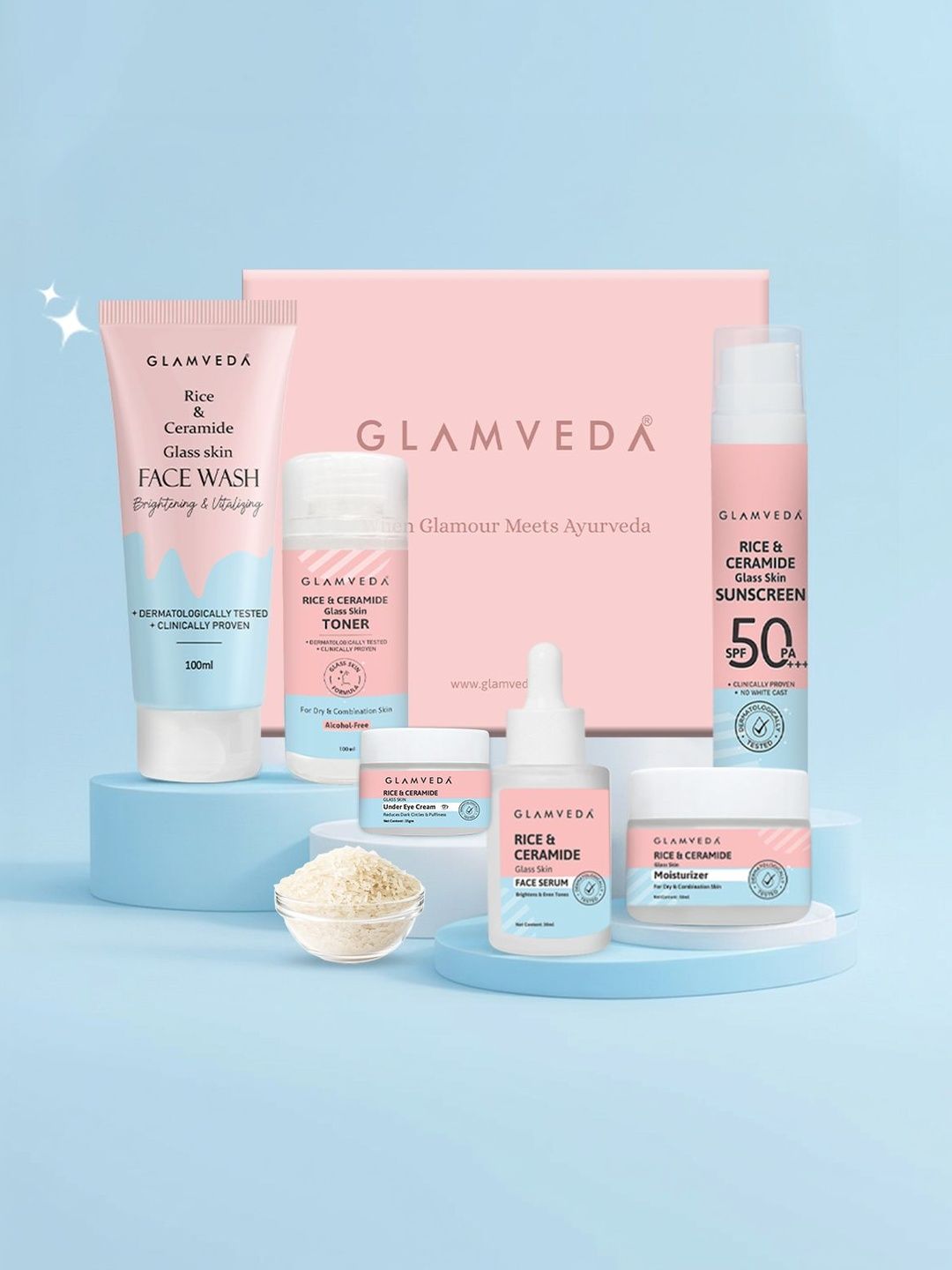 GLAMVEDA Set Of 6 Ceramide Face Wash Toner Serum Eye Cream Moisturizer & Sunscreen-image-32
