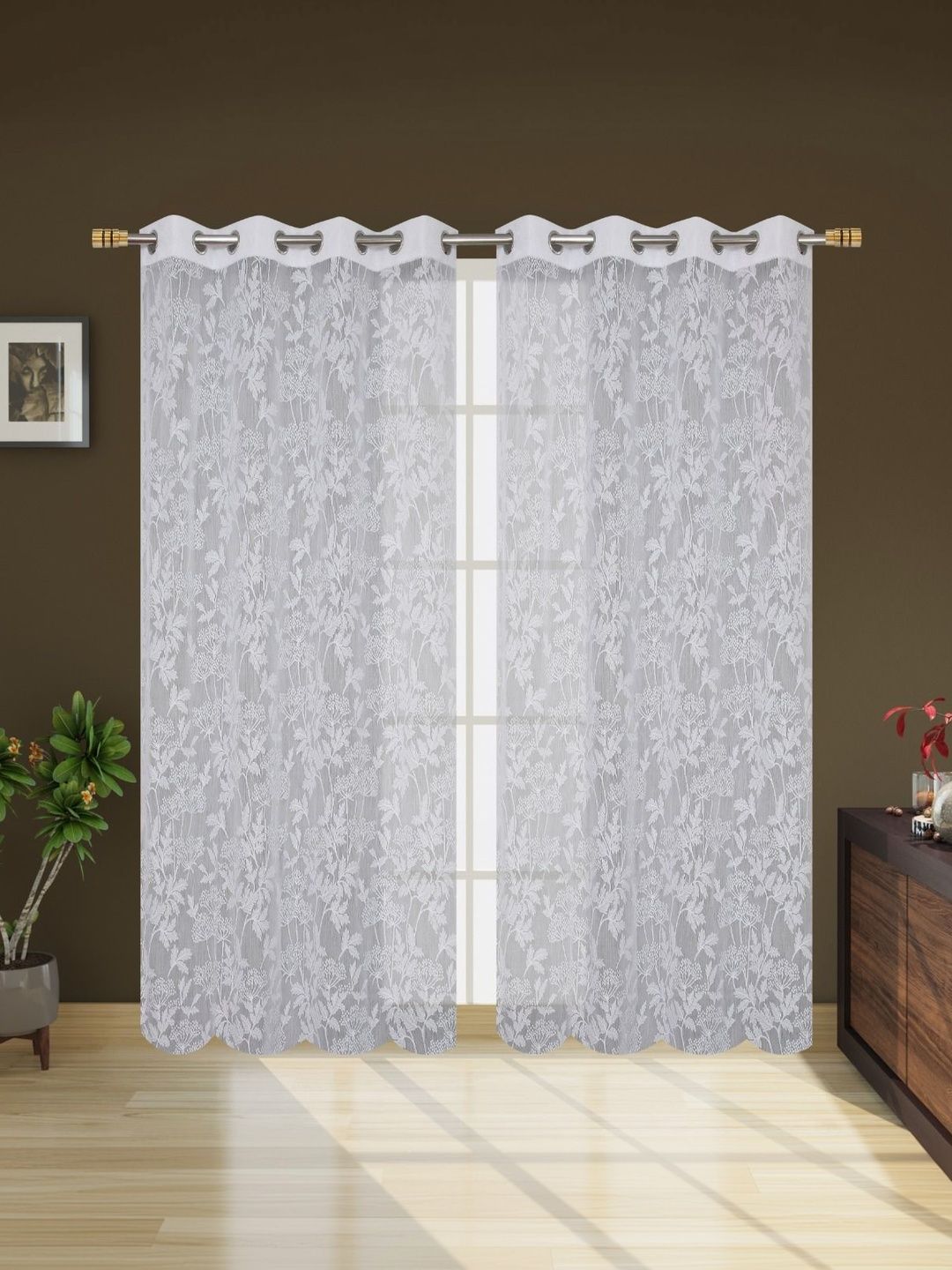 Vervique White Floral Sheer Window Curtain-image-25