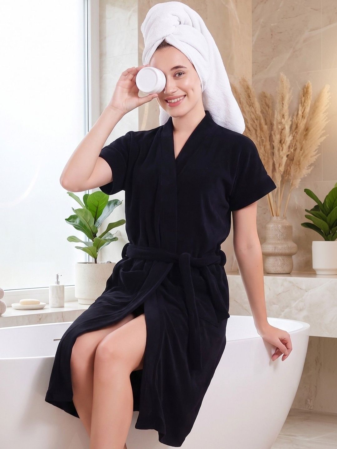 HotGown Cotton Knee Length Bath Robe & Wraps-picture-53
