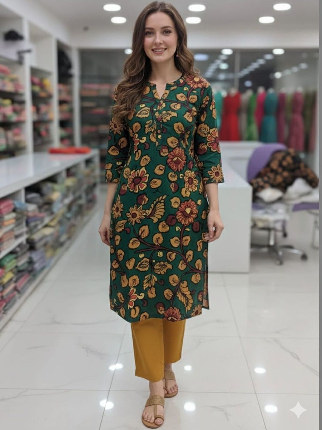 Silakaari Floral Printed V-Neck Kurti-picture-50