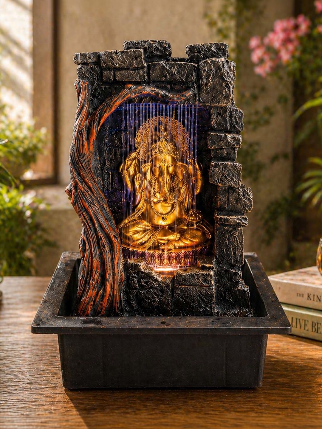 Go Hooked Grey Lord Ganesha Water Fountain With LED Light-image-40
