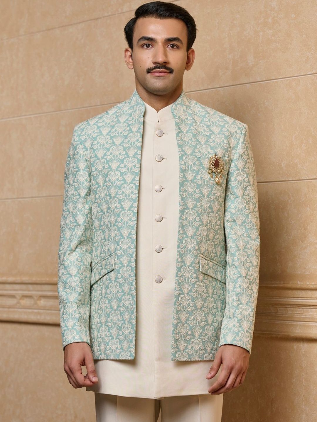 Tasva Embroidered Indo-Western Sherwani Set-image-28