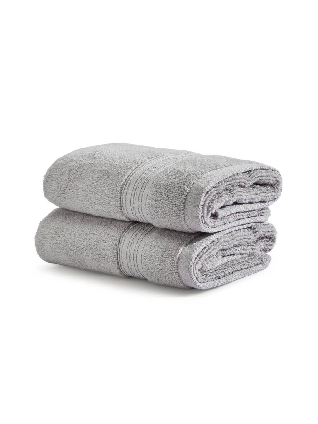 SPACES 2-Pcs Grey Pure Cotton 550 GSM Hand Towels-image-33
