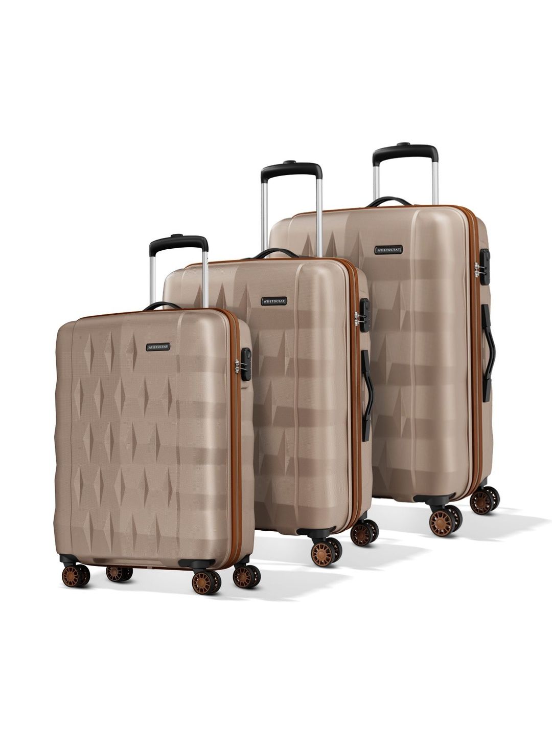 Aristocrat Unisex Set of 3 Comet Champagne S-M-L Hard Luggage Trolley Bag-picture-27