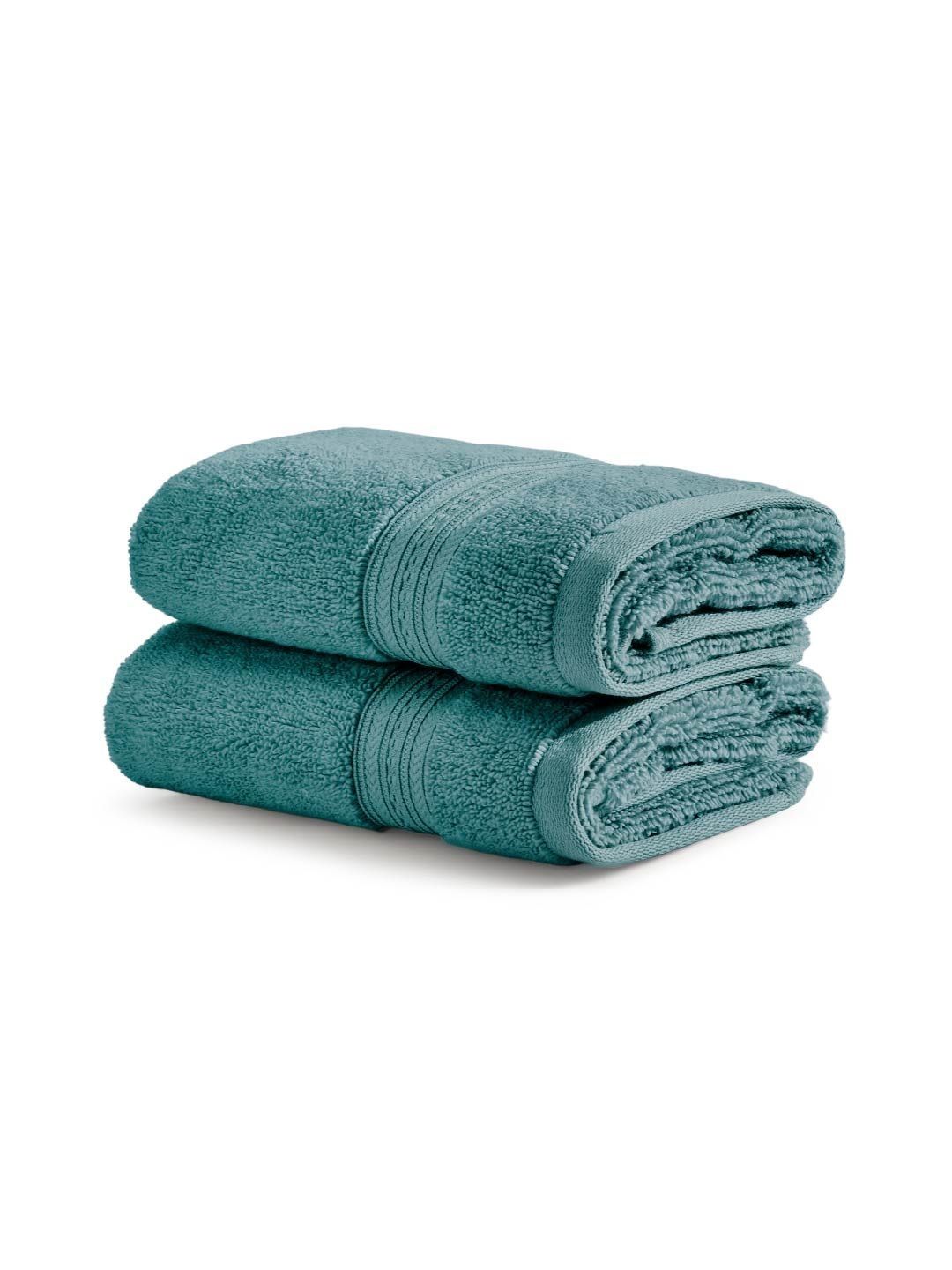 SPACES Opulent 2Pcs Teal-Blue Pure Cotton 550 GSM Hand Towels-image-23