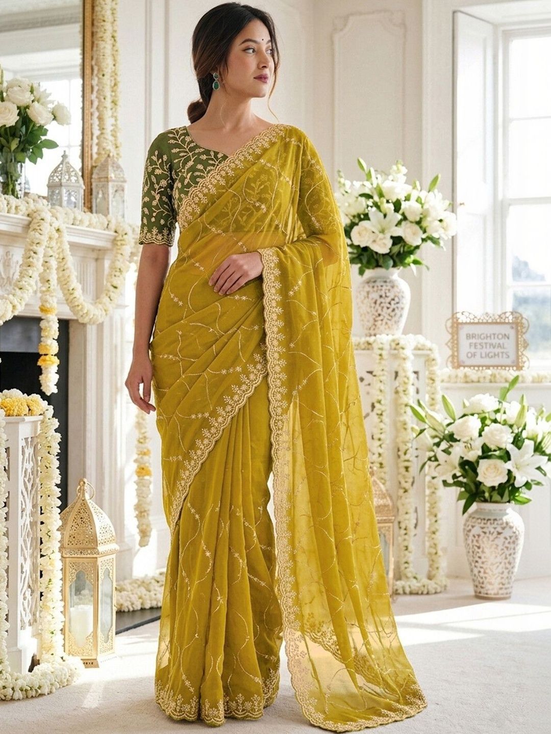 Satrani Floral Embroidered Pure Georgette Heavy Work Saree-picture-48