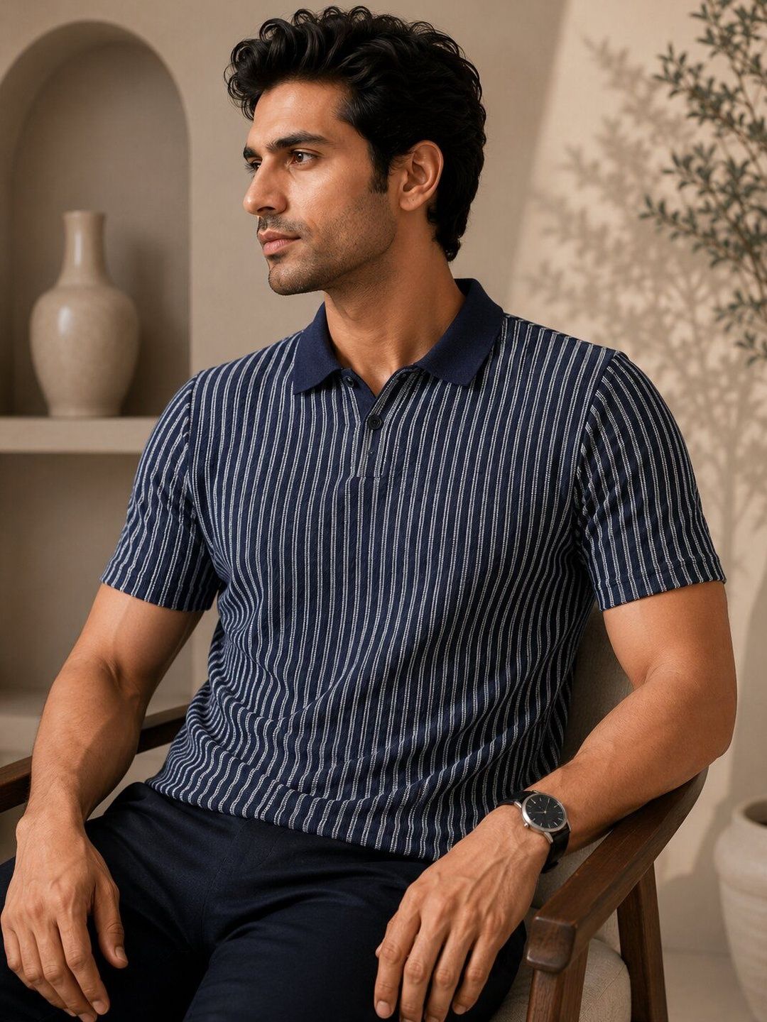 Moda Rapido Men Striped Polo Collar T-shirt-picture-36