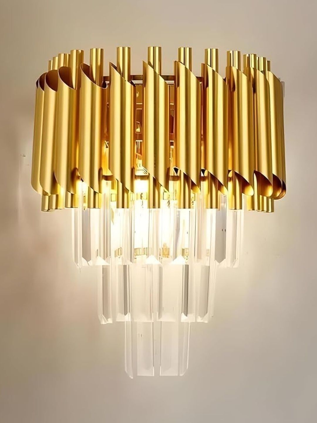 OJIT LIGHT DECORATION Gold-Toned & Gold-Toned Aluminium Contemporary Abstract Shaped Shaped Wall Lamp-image-28