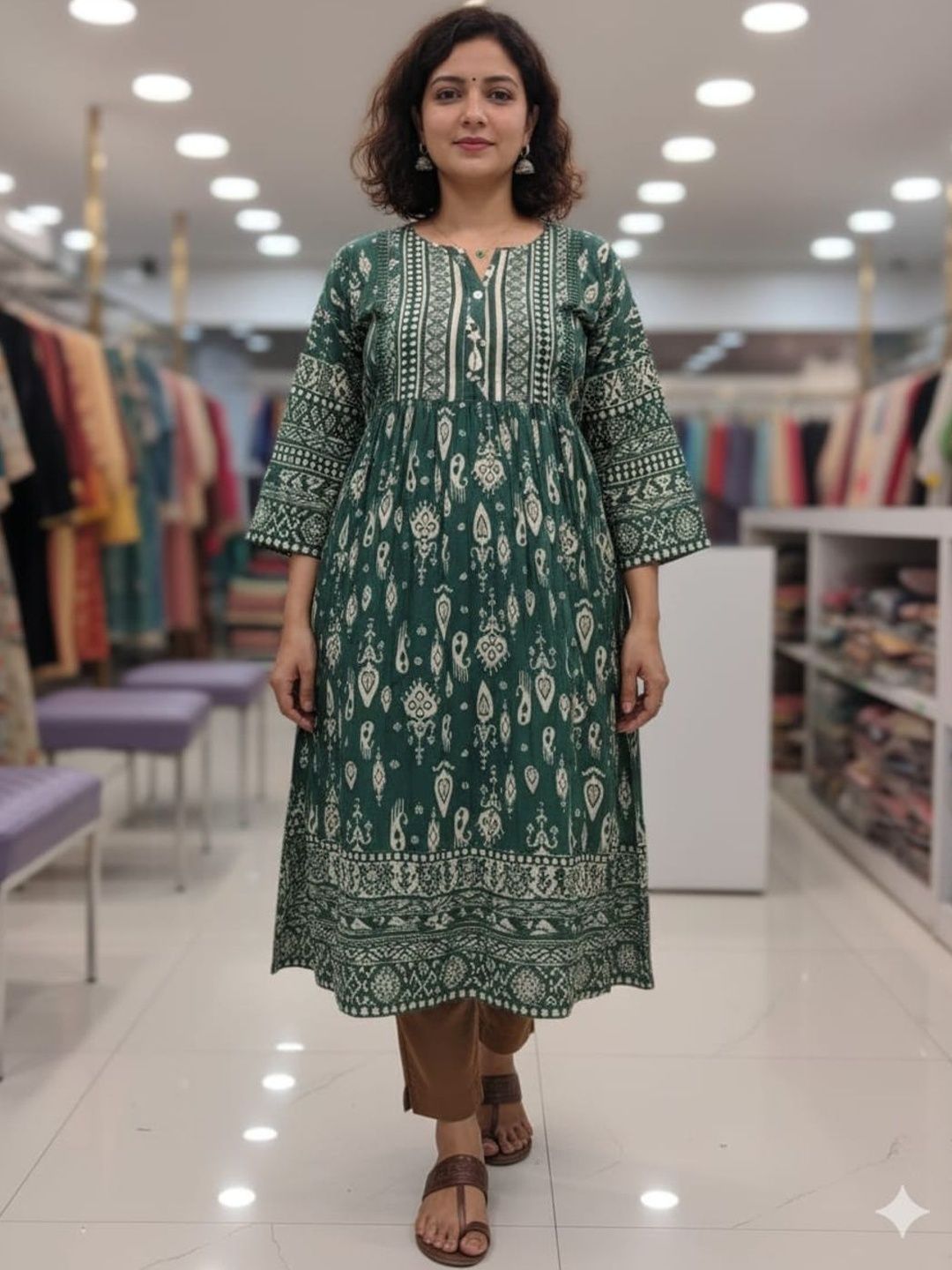 Silakaari Ethnic Motifs Printed Empire Kurti-image-48