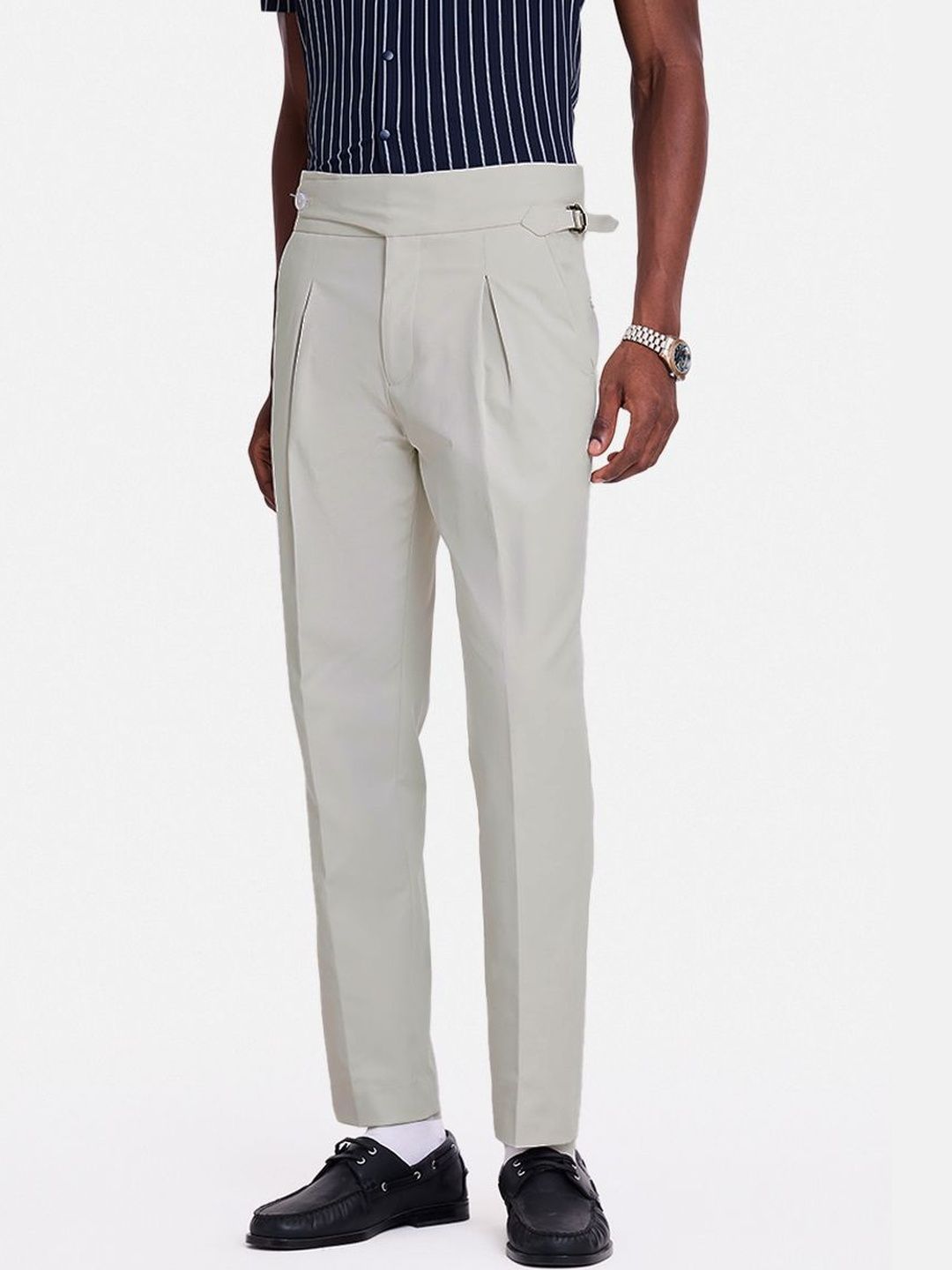 Snitch Beige Mid-Rise Tapered Fit Trouser