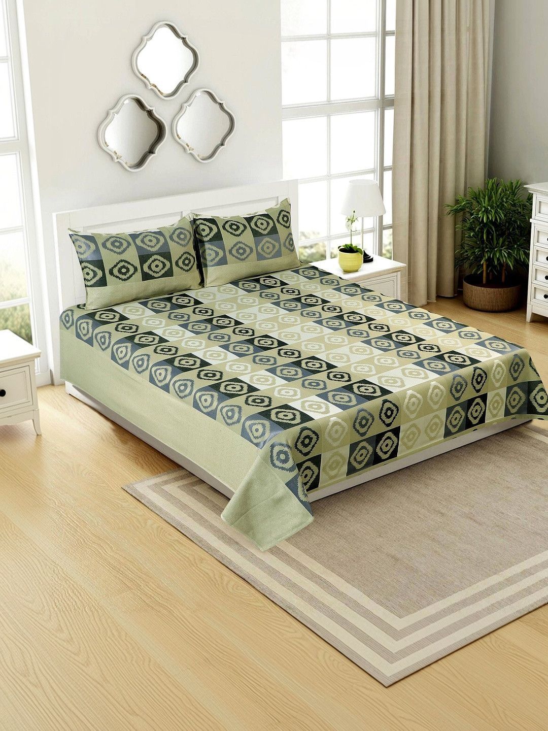 Victor Green Geometric Double Bed - King Bed Covers-image-18
