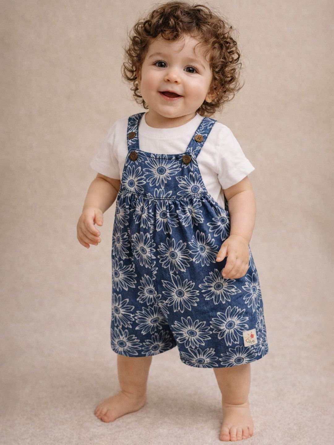Gini And Jony Infants Girls Cotton Dungaree-image-7