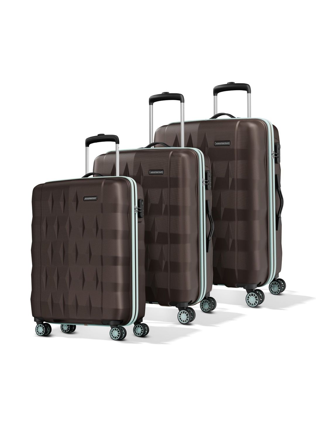 Aristocrat Unisex Set of 3 Comet Dark Brown S-M-L Hard Luggage Trolley Bag-picture-28