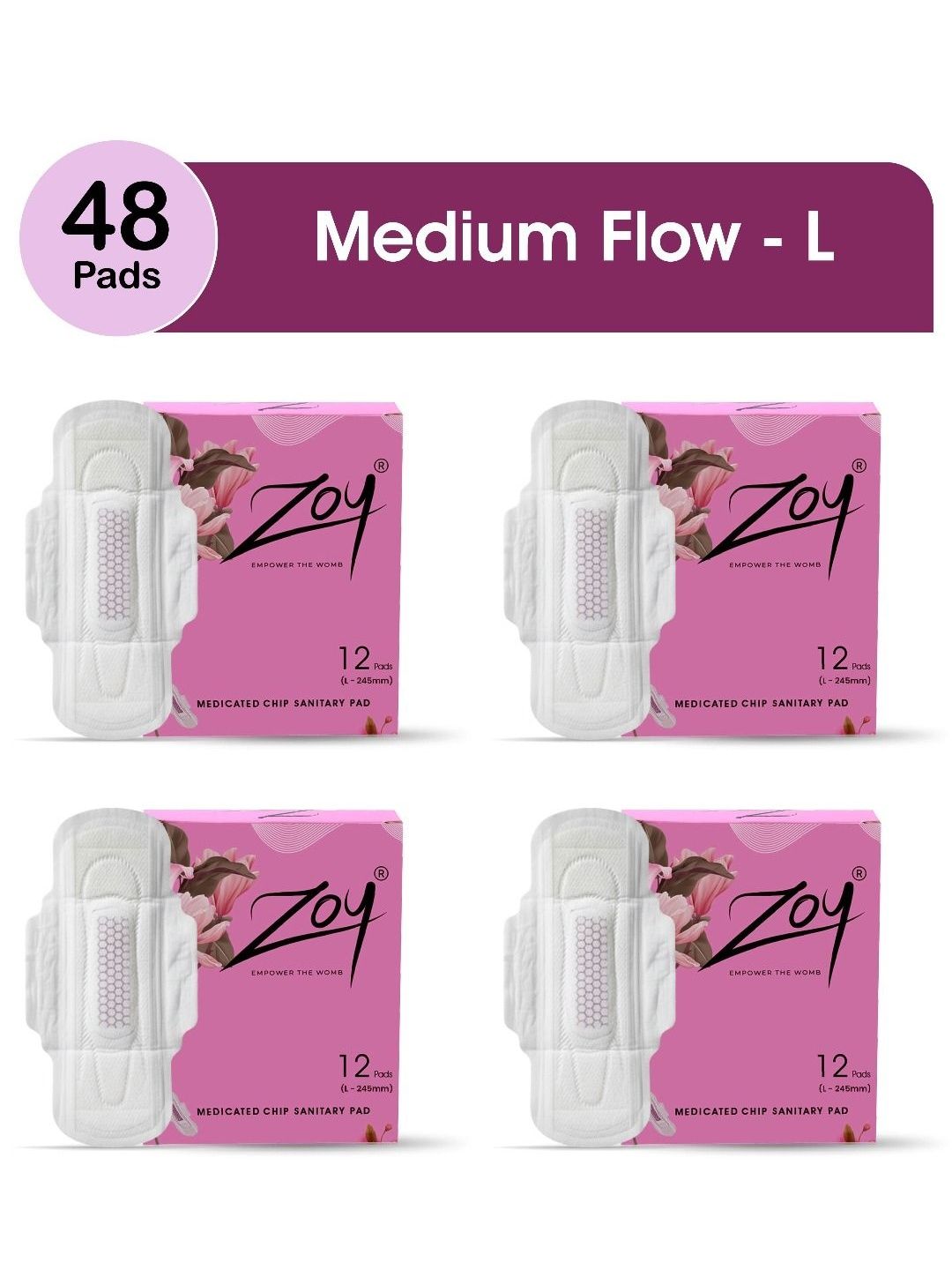 ZOY Set Of 4 Rash Free Sanitary Napkins - L- 12 Pads Each-image-29
