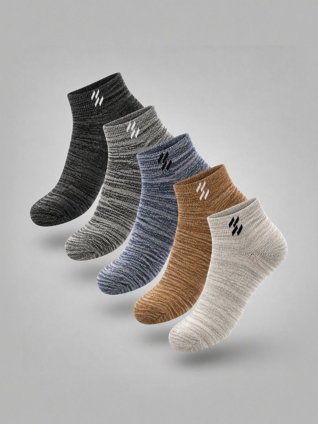 Sloxie Unisex Pack of 5 Cotton Striped Ankle Length Socks-picture-50