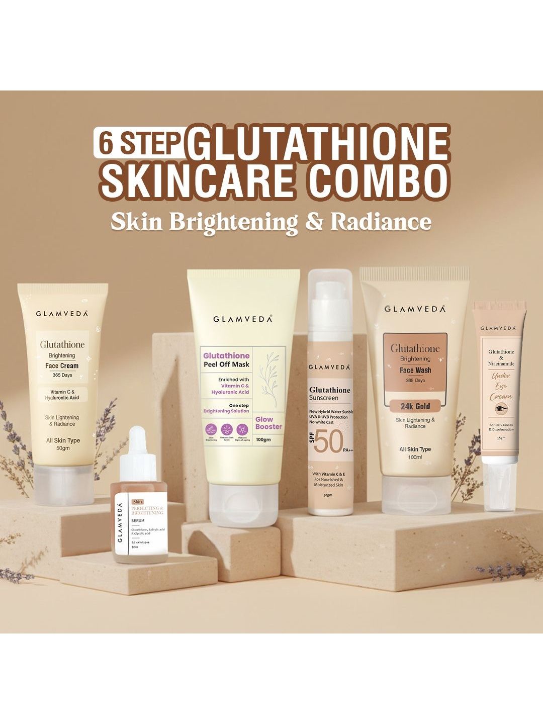 GLAMVEDA Set Of 6 Glutathione Face Cream Serum Mask Sunscreen Facewash & Eye Cream-picture-27