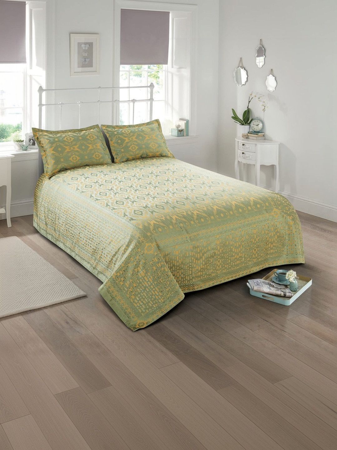 Victor Green Geometric Polycotton Double Bed - King Bed Covers-picture-31