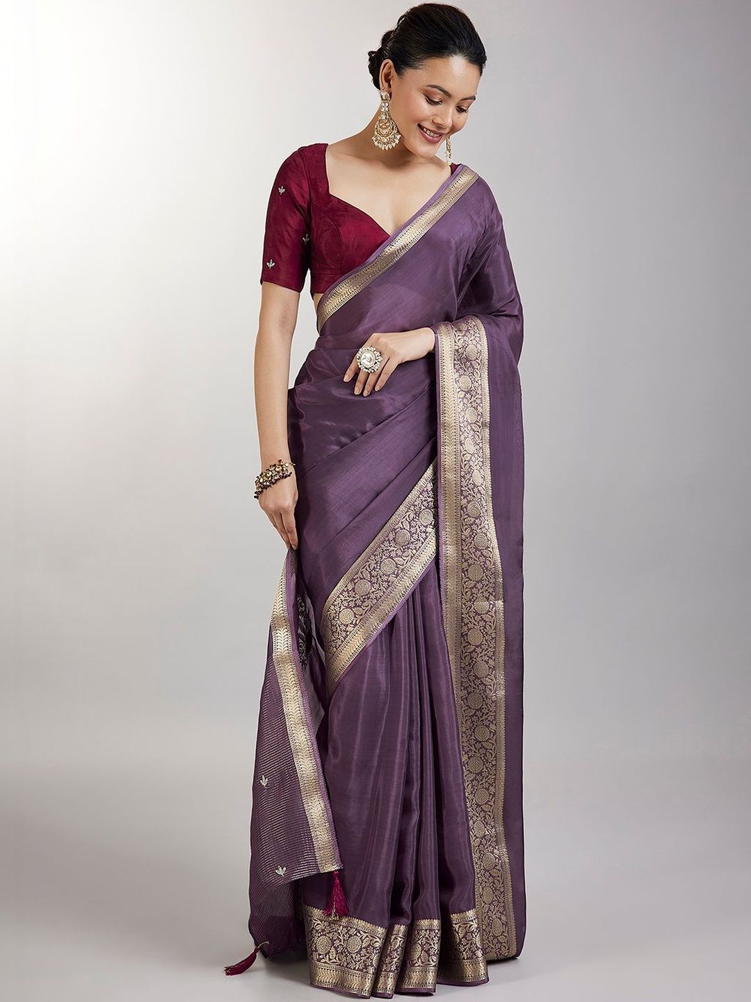 KALKI Fashion Woven Design Zari Poly Crepe Handloom Saree-image-28