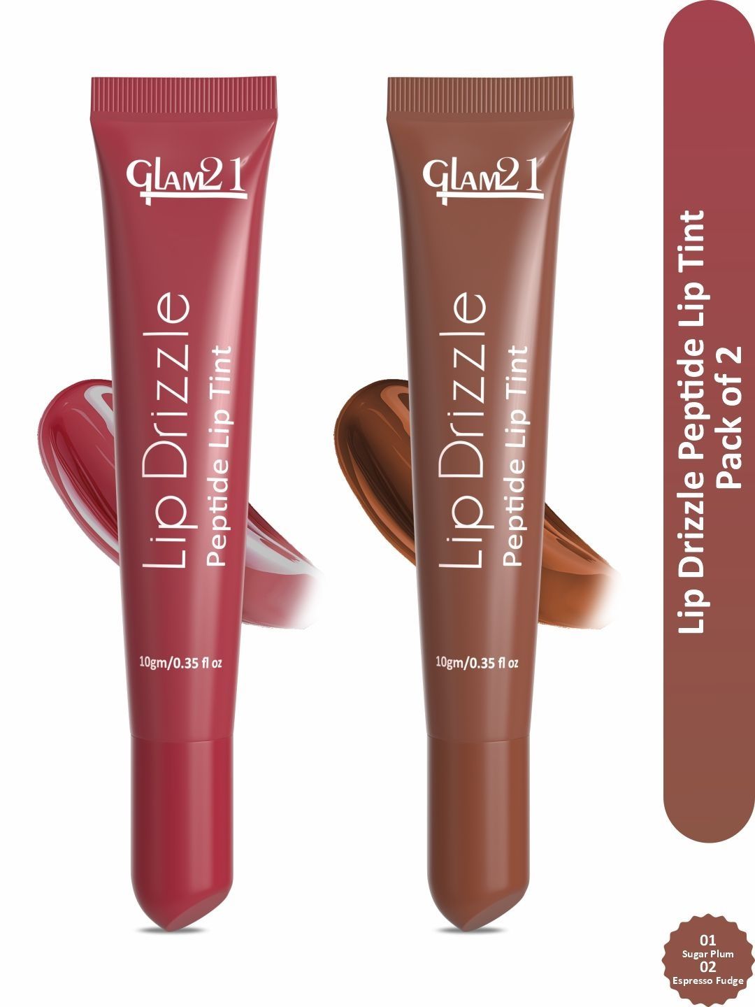 GLAM21 Set Of 2 Lip Drizzle Peptide Lip Tint - Sugar Plum & Espresso Fudge-image-11