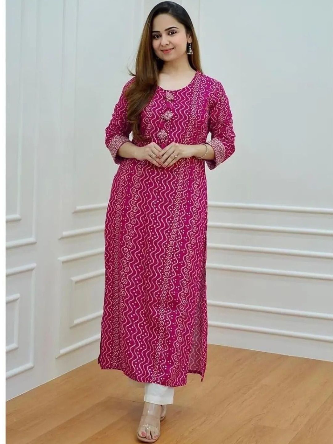 ANGIYA Bandhani Printed Kurti-image-0