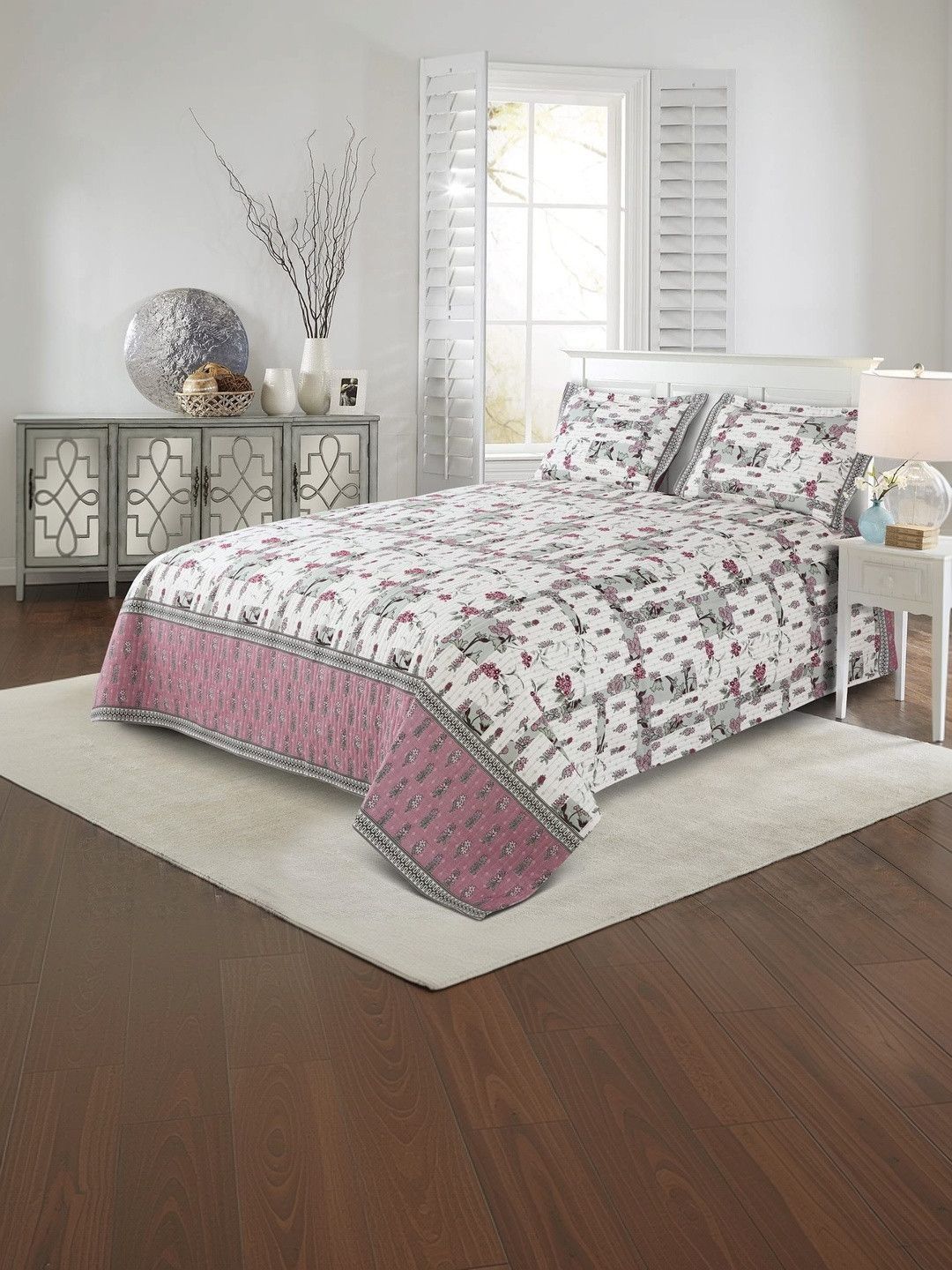 Victor Green Floral Cotton Double Bed - King Bed Covers-picture-30