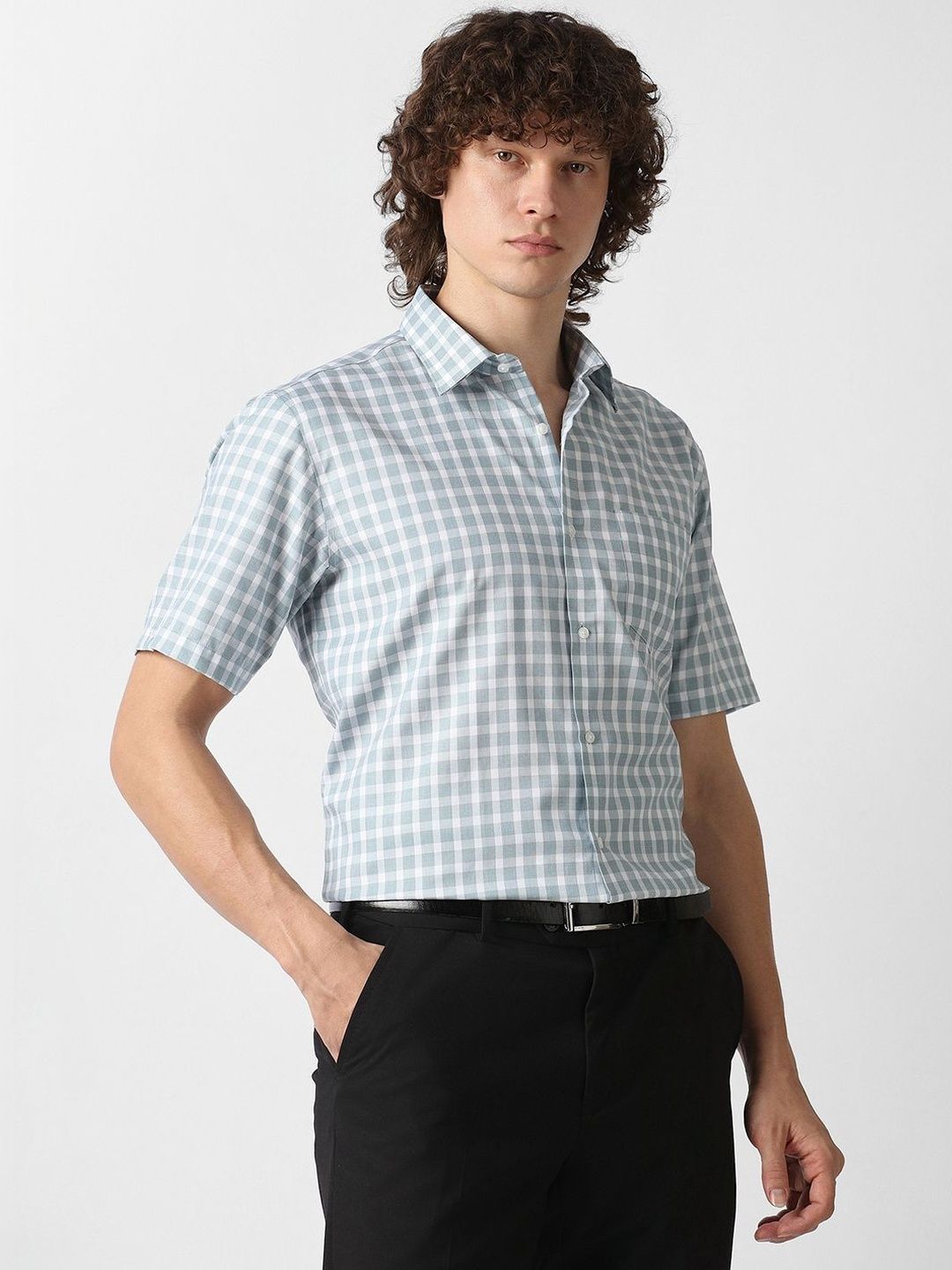 Van Heusen Men Gingham Checks Checked Casual Shirt-picture-20