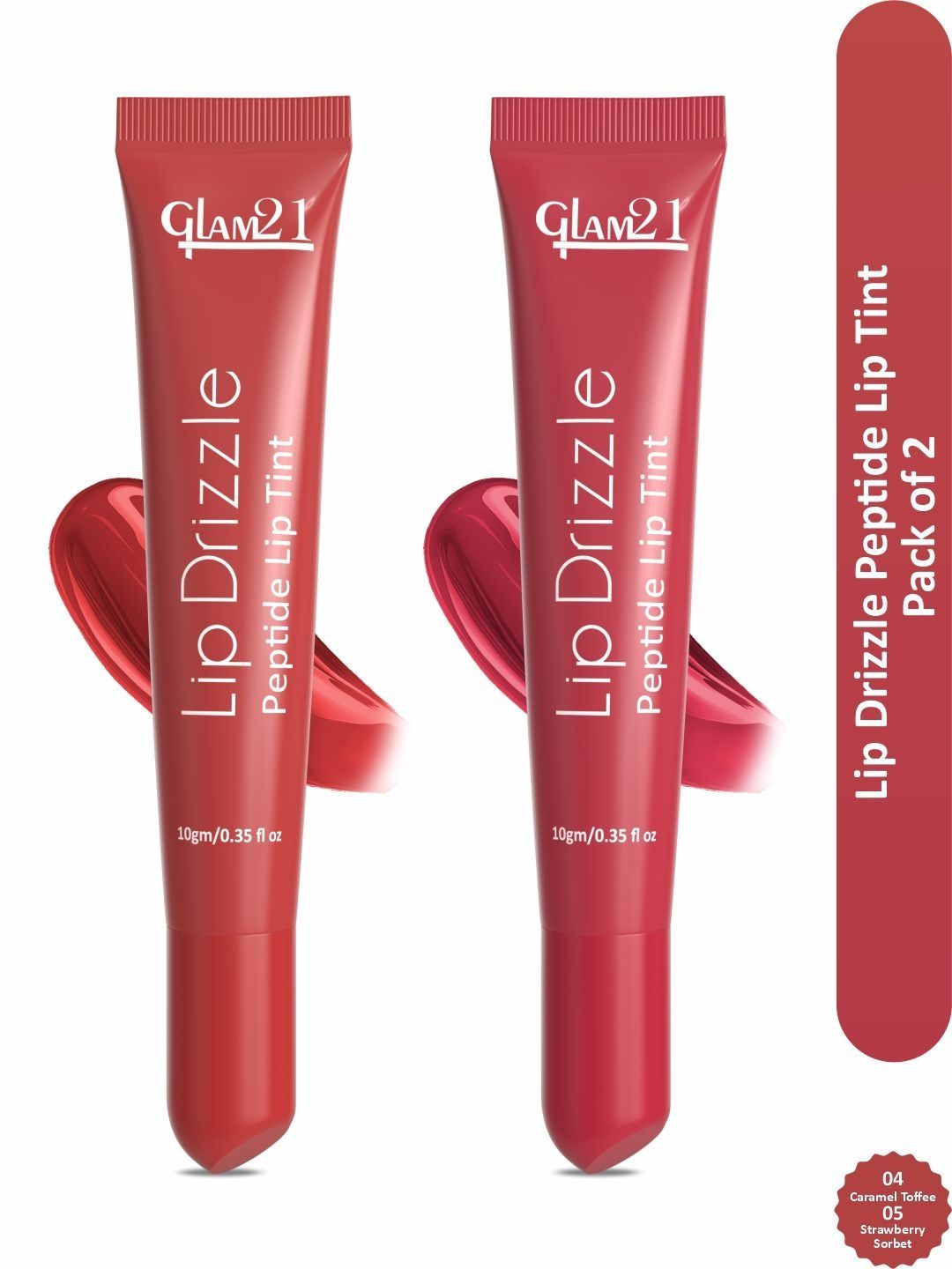 GLAM21 Set Of 2 Lip Drizzle Peptide Lip Tint - Caramel Toffee & Strawberry Sorbet-picture-18