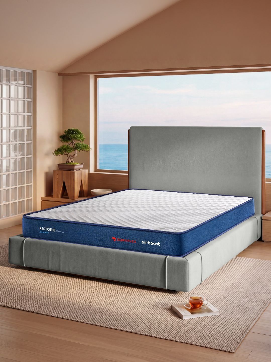 Duroflex LiveIn Airboost 2.6 White & Blue Medium Firm Single Mattress-image-5