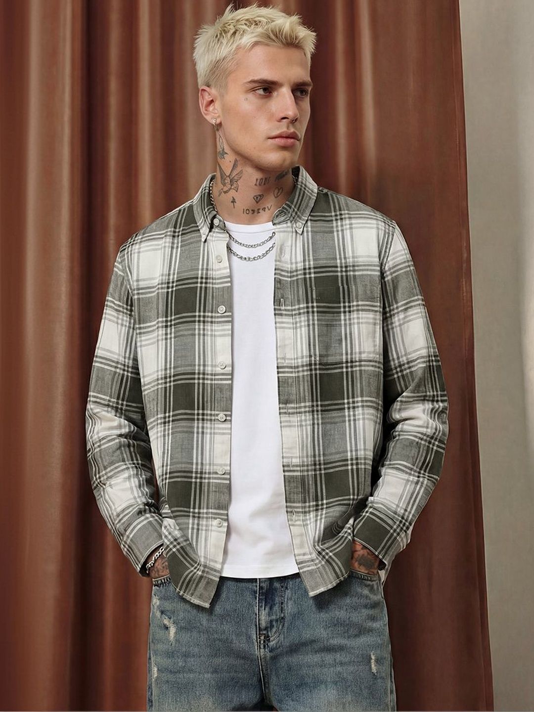 Snitch Men Tartan Checks Checked Casual Shirt-picture-22