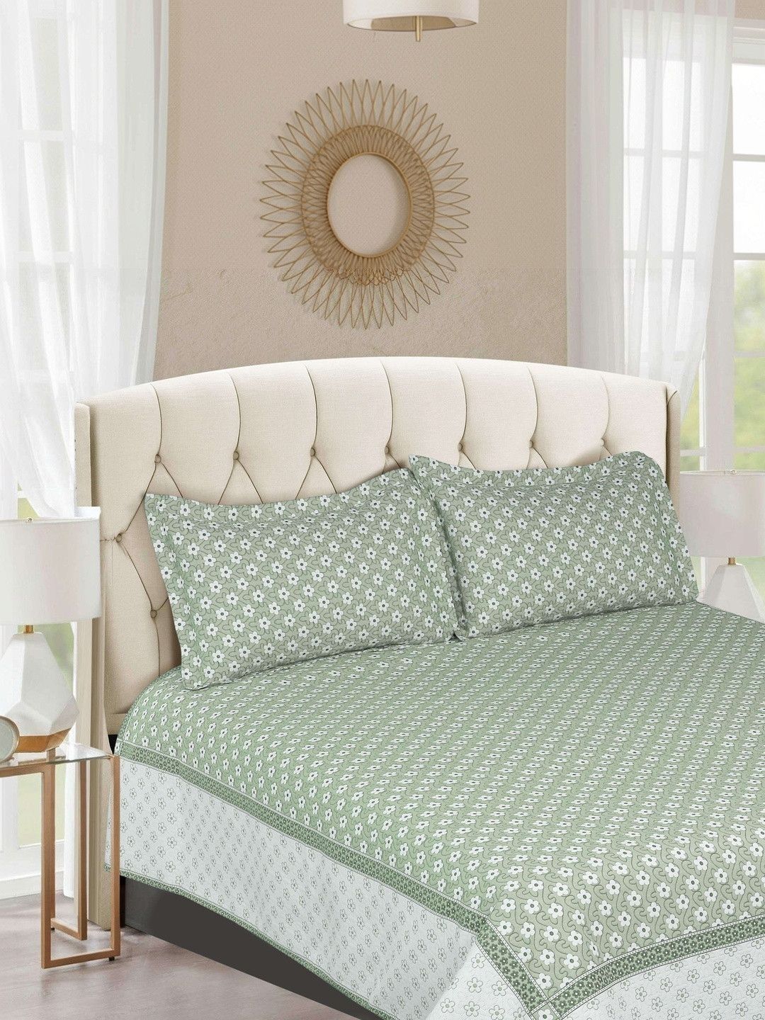 Victor Green Floral Cotton Double Bed - King Bed Covers-picture-18